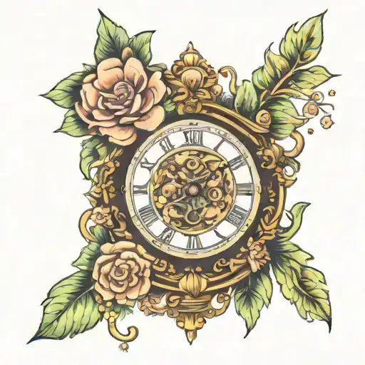 Roman Numerals Clock With Flowers