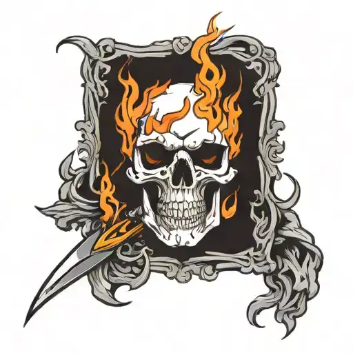 Skull Fire Punk Wrist To Forearm Sleeve