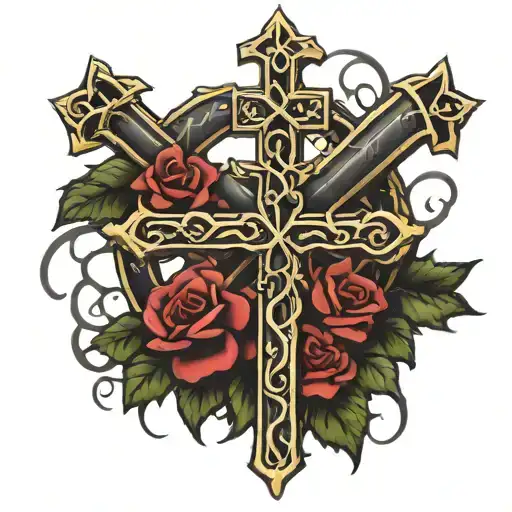 Straight Crown Of Thorns With Cross