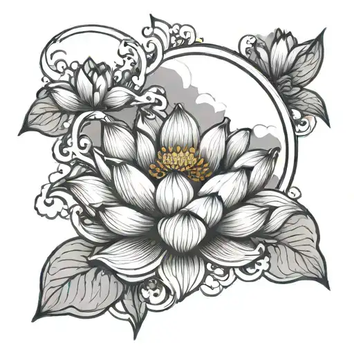 Lotus Flower With Clouds Surrounding