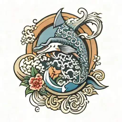 Japanese Dolphin Forearm Sleeve
