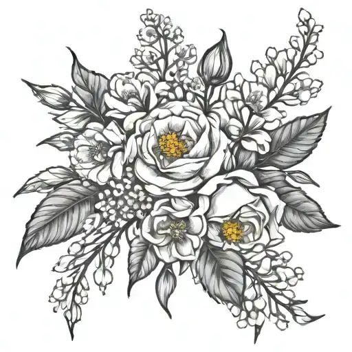 Month Flowers Bunch February May December Birth Flower Bouquet