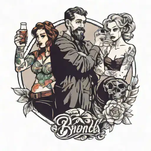 3 Friends Who Are Having Fun And Holding A Bottle Or A Glass Of Alcohol In Their Hands