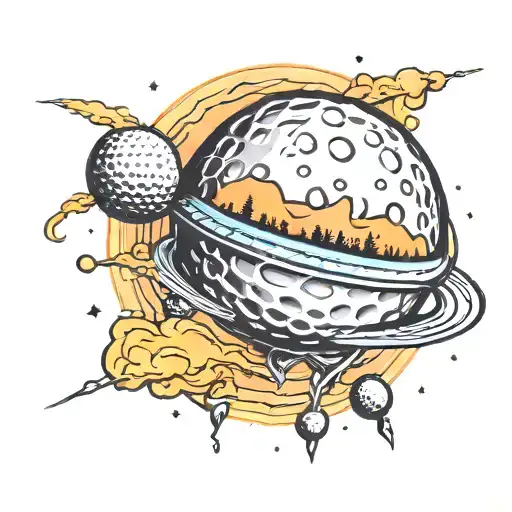 A Golf Ball Morphing Into A Planet With A Ufo Hovering Above It