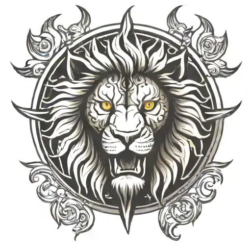 The Sun With Male Fierce Lion Eyes Looking