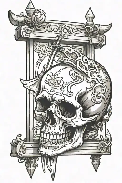 Mideval Guillotine Beheading Skull