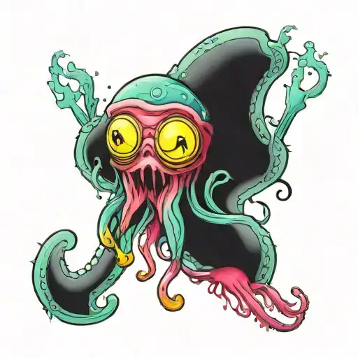 A Spongebob Style Jellyfish With Anaglyph Effect Reaper
