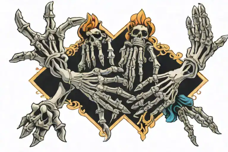 Skeleton Hands Reaching For Each Other
