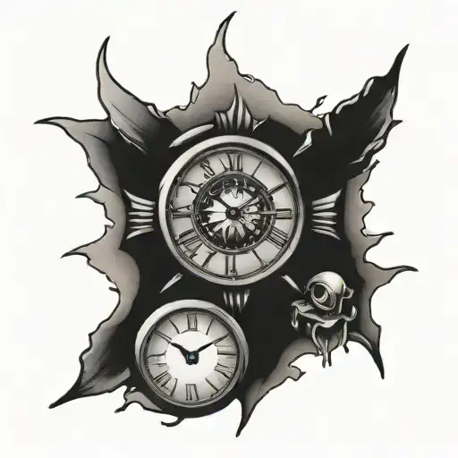 Broken Clock With Crying Eyes In Middle