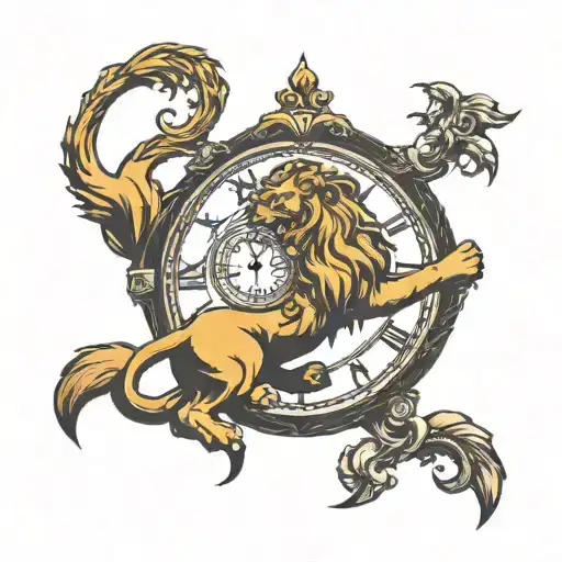 Lion And Clock And Inscription