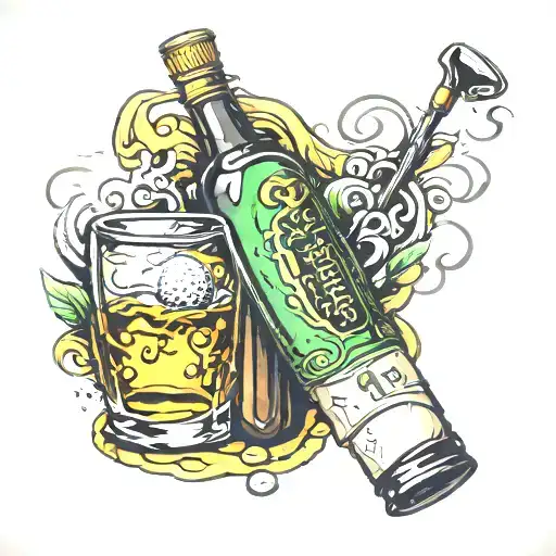 Golf And Whiskey Bottle
