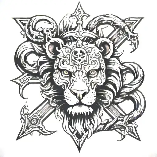 Cross Lion Skull