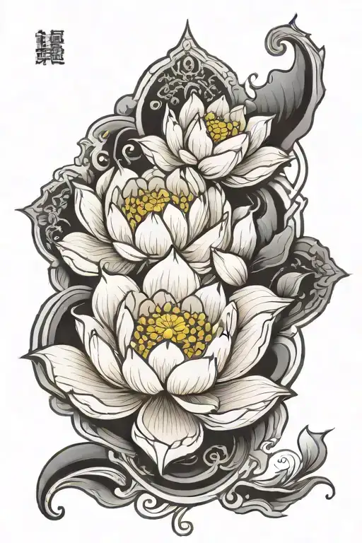 White Lotus And Buddhist Prayer Written