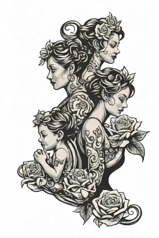 Mom With 2 Daughters And 1 Son Symbolizing A Rebirth To Motherhood