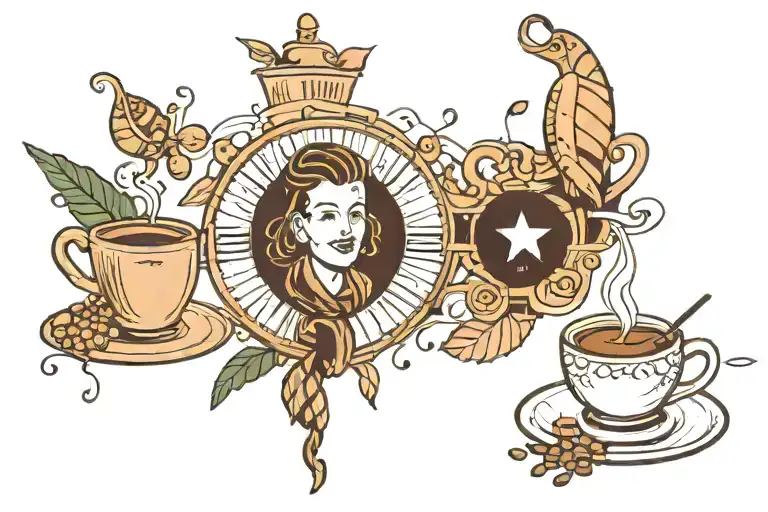 Amsterdam Coffee Shop With Whimsical Design Coffee Beans Flying Around Three People Inside