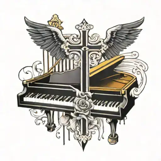 Gothic Cross And Piano