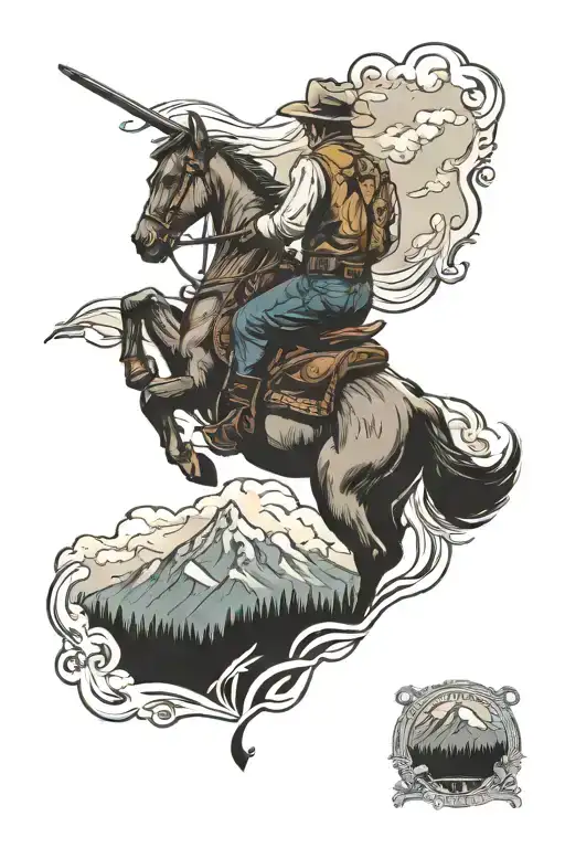 Cowboy With Mountain Range