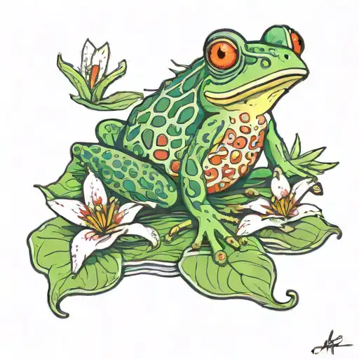 Frog On Lily Pad With Evil Eye On Belly