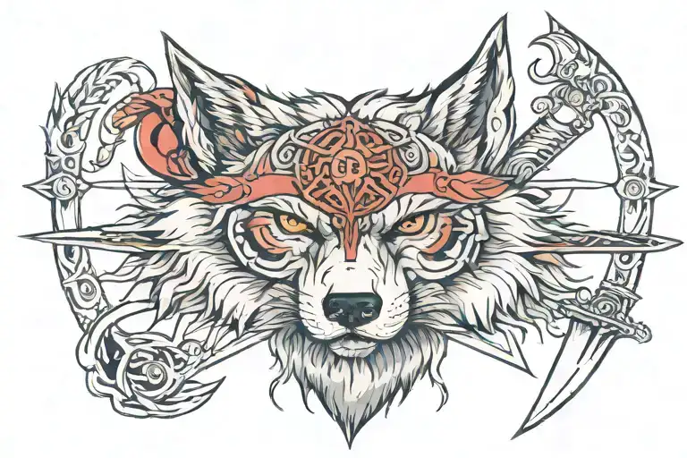 Wolf With A Sword And Third Eye Looking