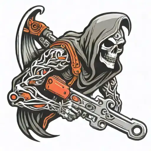 Reaper Holding Pipe Wrench