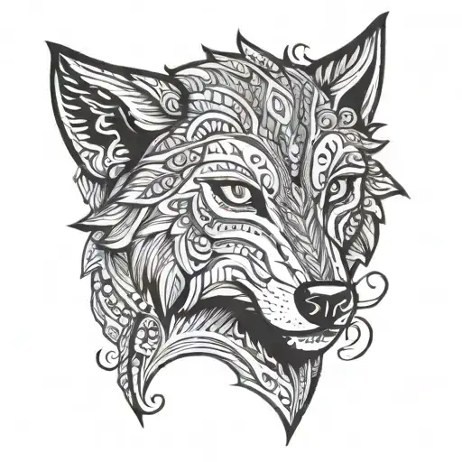 Mehndi Wolf Face