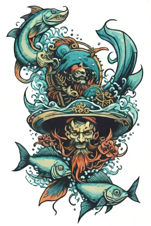 Under Water Theme With Fish And Pirates