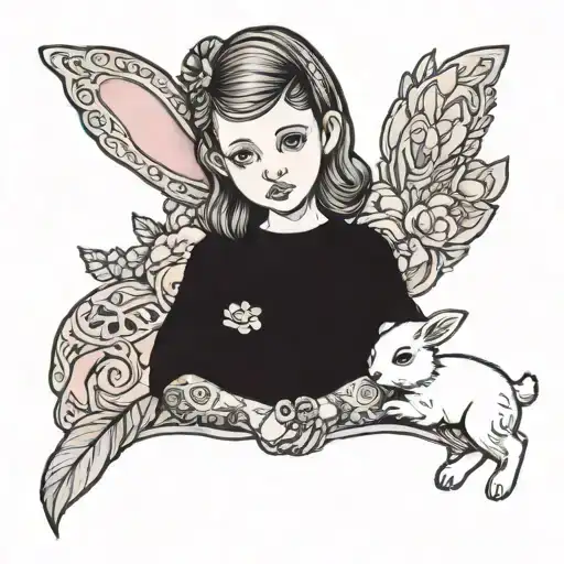 Leia Little Girl Holding Bunny