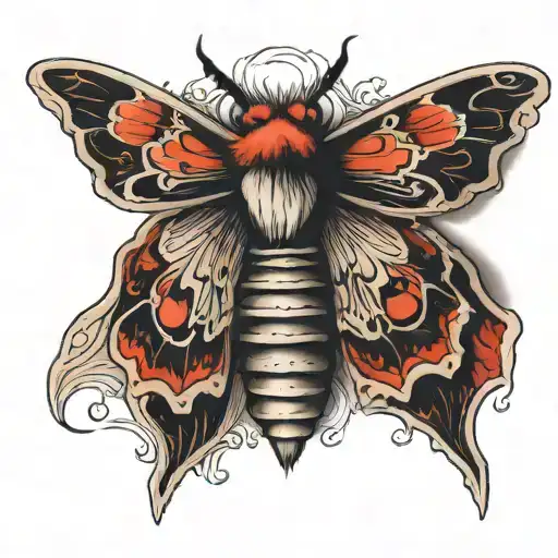 A Death Moth With Half Shaded Half Line Art