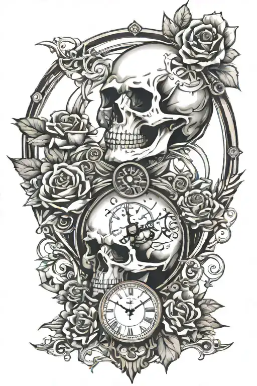 Clock And Skull Made