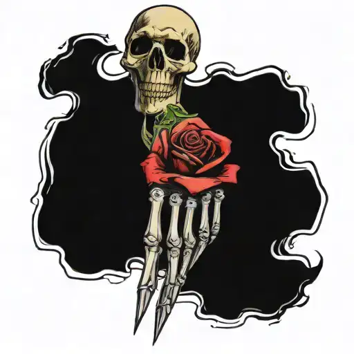 Skeleton Hand & Rose Made Of Money