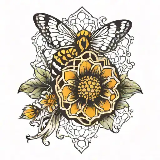 Flowers And Honeycomb Background Leading