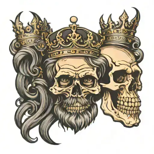 Bearded Skull With Crown Clock With Eye In Centre