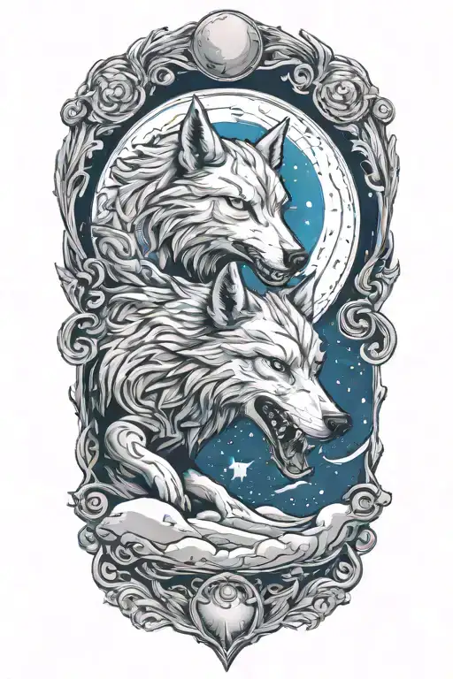 Design A Full Sleeve Tattoo Incorporating Fenris Wolf Eating The Moon