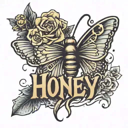 Kiss Mark With The Word 'Honey' Written