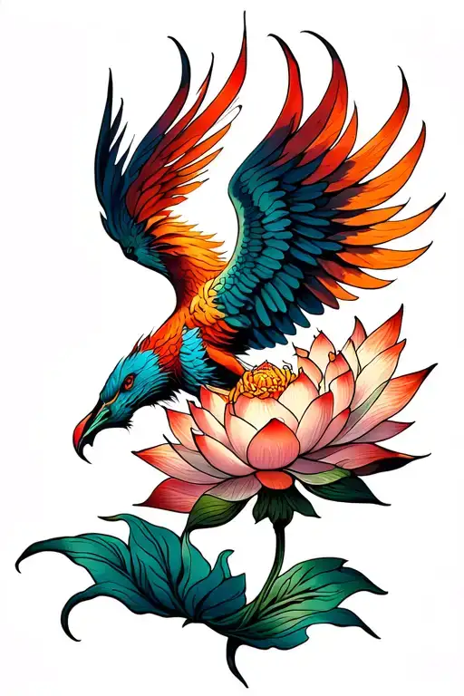 Phoenix Rising From A Lotus Flower