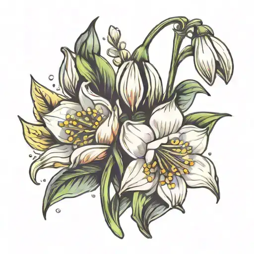 Snowdrop And Rose Flower