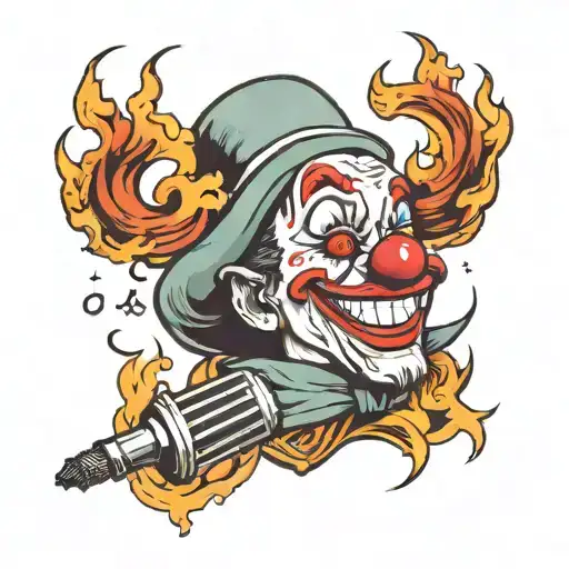 One Clown Head Smile Microphone And Fire