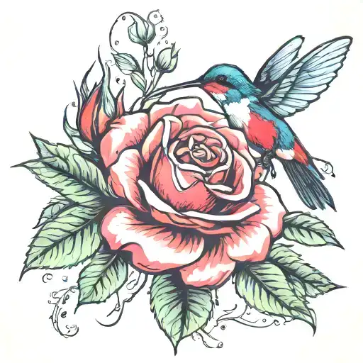 Bee Red Rose Humming Bird