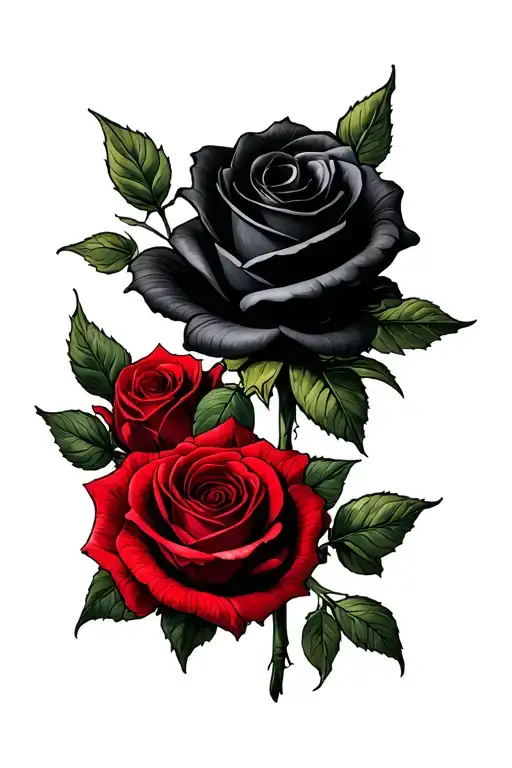 One Black Rose Among Lots Of Red Roses