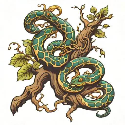 Two Snakes On A Tree