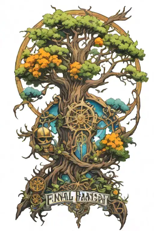 Final Fantasy X Macalania Forest Mixed With The Doors Of Durin From The Lord Of The Rings