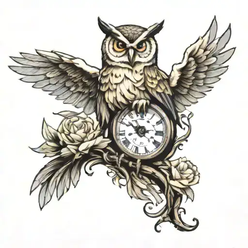 Owl Perched On Top Of A Clock