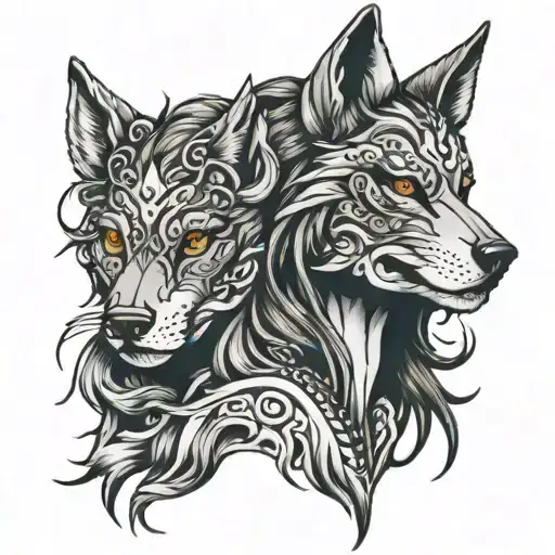 Wolf Woman Tattoo With Empty Face
