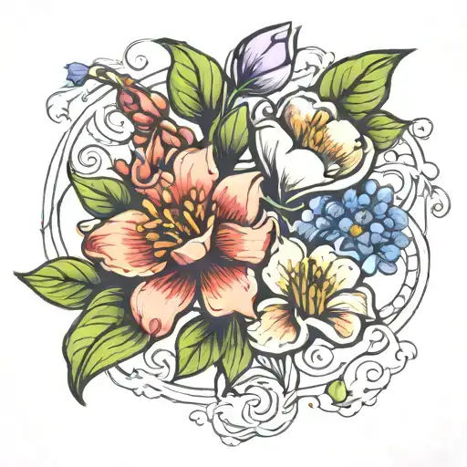 May June August Birth Flower Intertwined