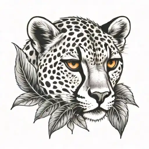 Realistic Cheetah Looking Right With African Plants
