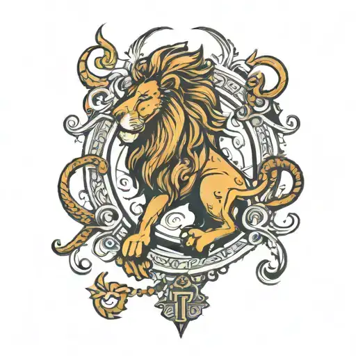 Lion And 777 Symbol Within
