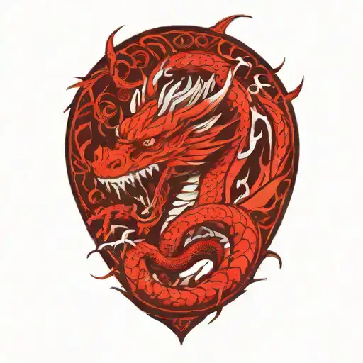 Blood Red And White Dragon