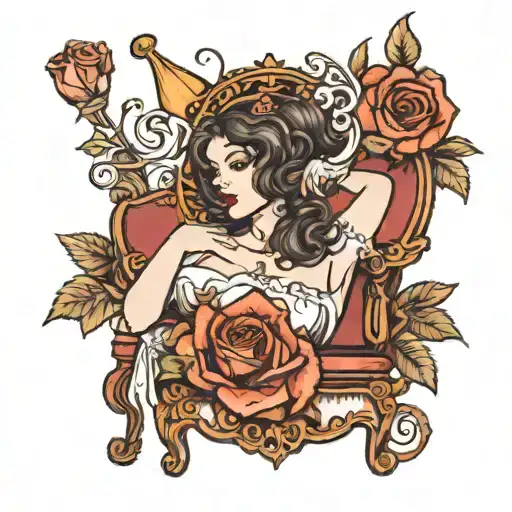 Melpomene On A Chair Next To A Rose