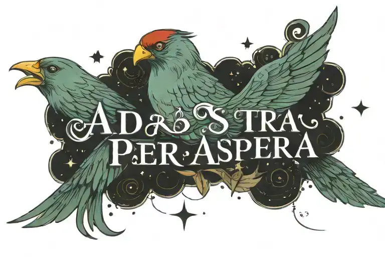 Ad Astra Per Aspera Script With Bird At The End