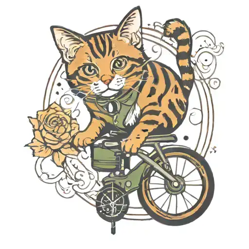 Brown Tabby Cat On A Unicycle